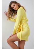 Shirt dress with a tied front, yellow FG642 - Online store - Boutique